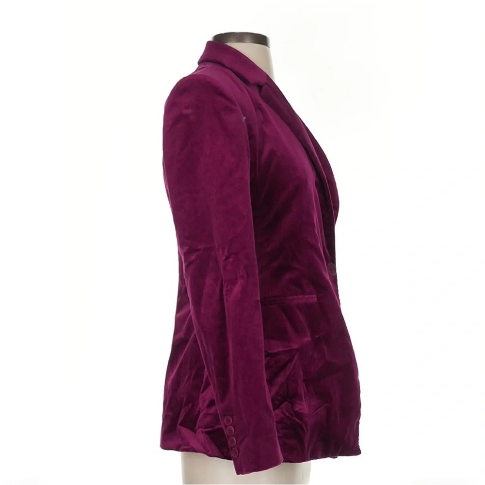 Theory Purple Velvet Blazer with Notched Lapels - Picture 3 of 4